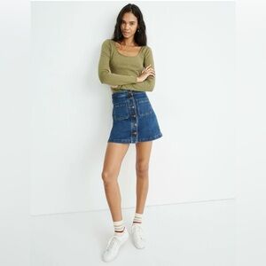 Madewell Stretch Denim A Line Mini Skirt Patch Pocket Edition Salisbury Wash 4